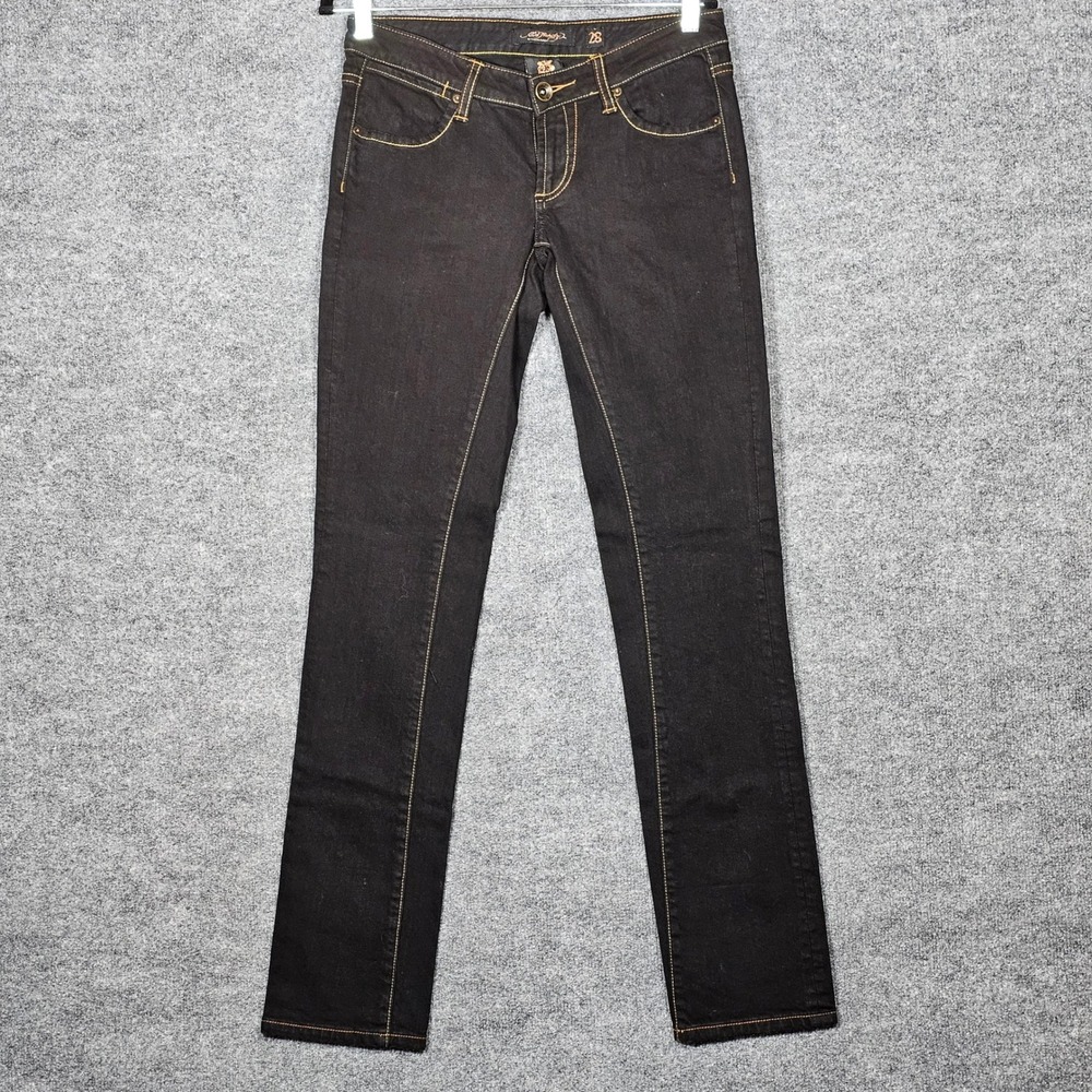 Ed Hardy Christian Audigier Womens Black Straight Leg Jeans Geisha Embroidery 28